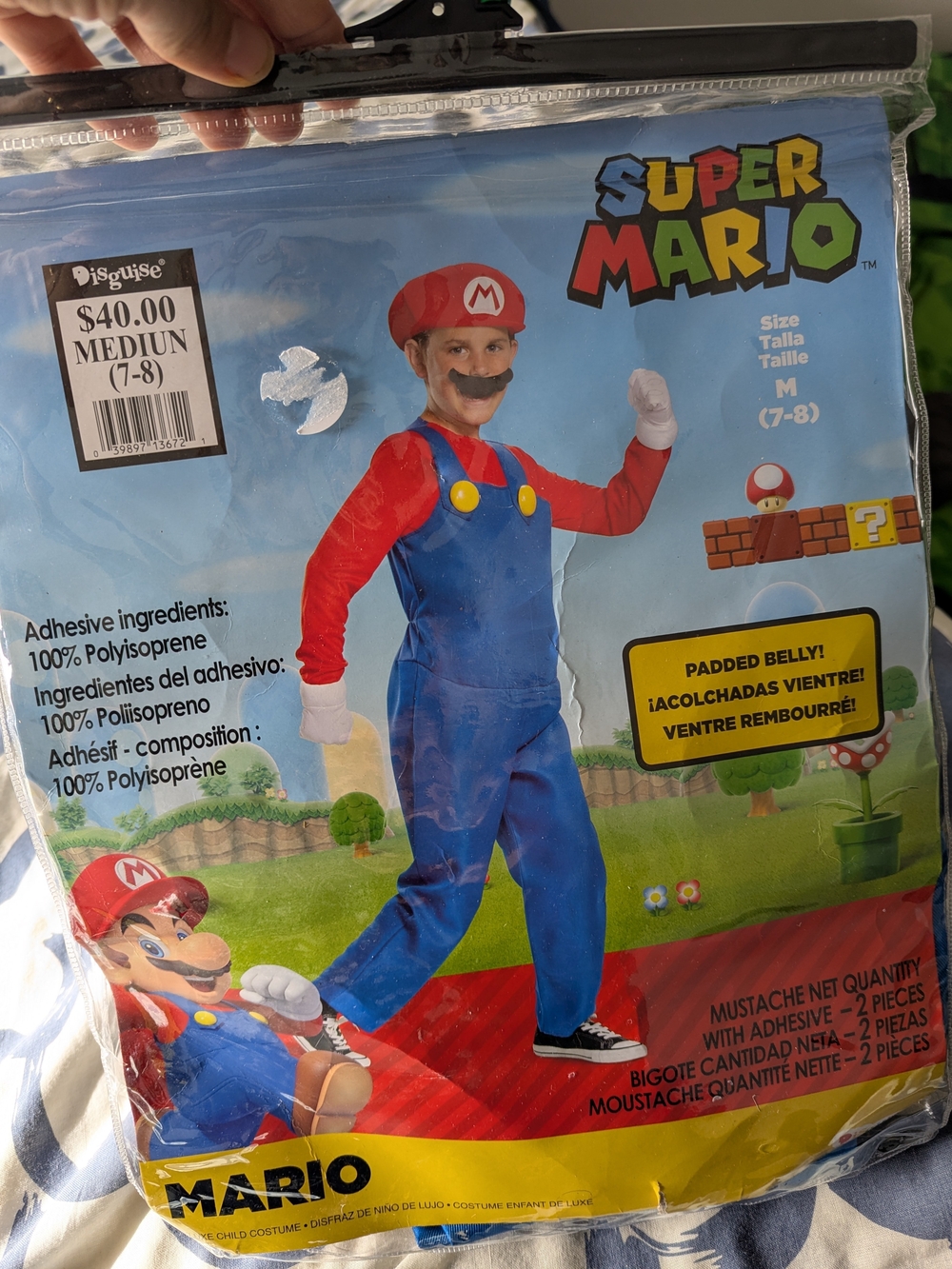 Super Mario Costume Jumpsuit Boys M 7/8 Nintendo Halloween - No Hat